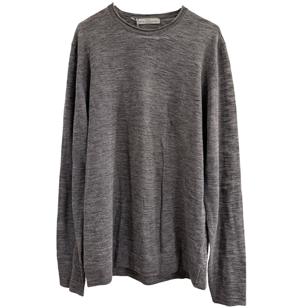 Daniele Alessandrini Grey Mens Mohair Wool Blend Crewneck Sweater Italy Size 54